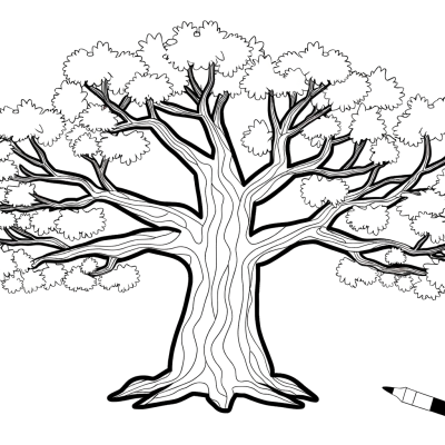 Mighty oak tree branches coloring page