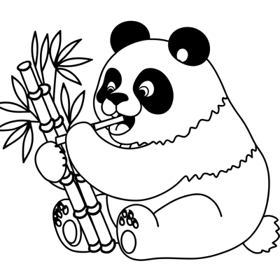 Panda eating bamboo coloring page for kids