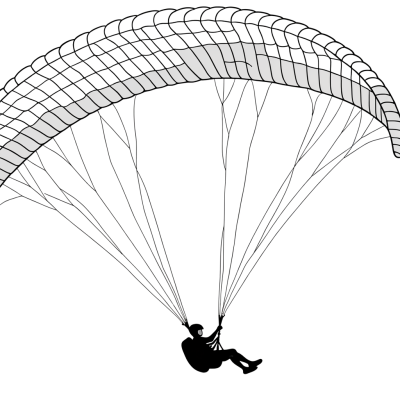 Paraglider soaring high in the sky coloring page