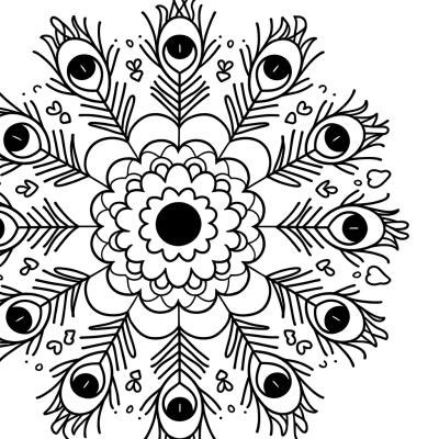 peacock feather mandala pattern coloring page
