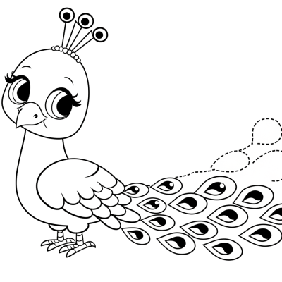 Peacock displaying beautiful tail feathers coloring page