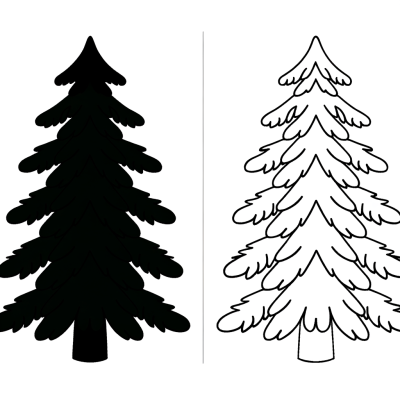 Tall evergreen pine tree coloring page image