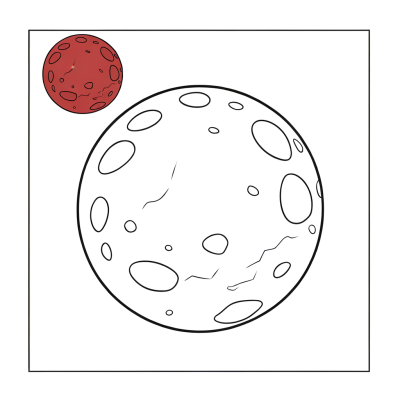 Mars red planet surface coloring page showing rocky terrain and craters