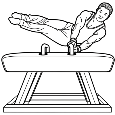 Pommel Horse Routine Coloring Page for Kids
