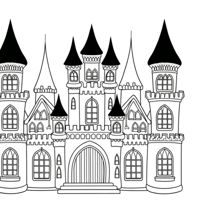 princess castle pink towers coloring page