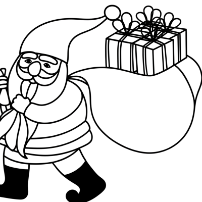 Santa Claus with bag of presents coloring page