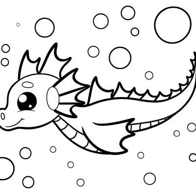Sea dragon swimming underwater coloring page