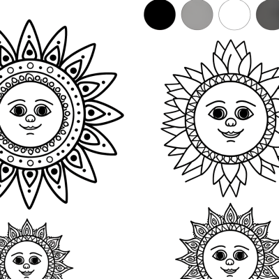 Sun and Moon Mandala Design Coloring Page