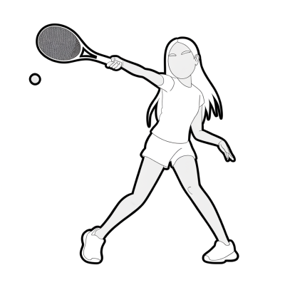 Powerful tennis serve illustration for coloring