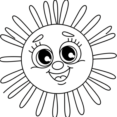 Sun with rays of light radiating out coloring page