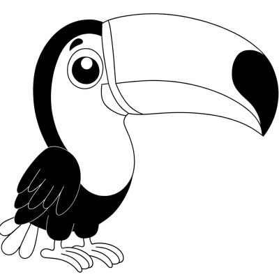 Toucan with a large colorful beak coloring page
