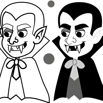 Vampire with cape and fangs coloring page