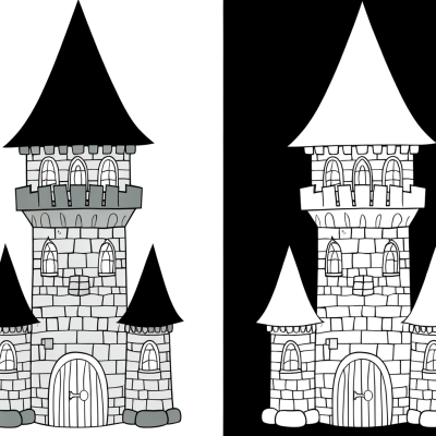 Illustration of a wizard tower castle home for coloring