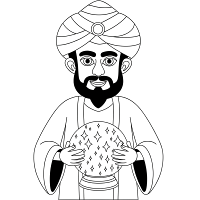 Wizard with crystal ball coloring page