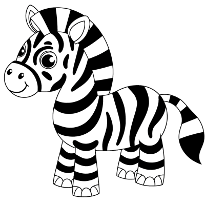 Zebra with black and white stripes coloring page